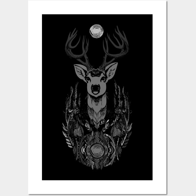 Deer. Monochrom. Wall Art by yulia-rb